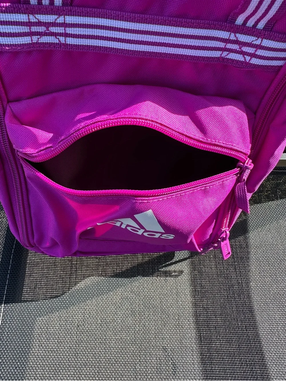 Adidas Squad Insulated Lunch Bag fuchsia pink white Adidas logo on the front